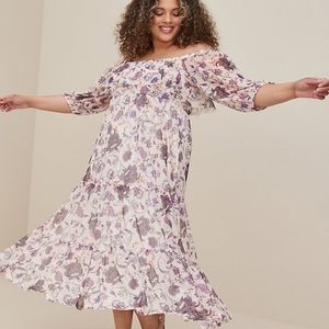 NWT TORRID BOHEMIAN FLORAL MESH MAXI TIERED DRESS SIZE 0